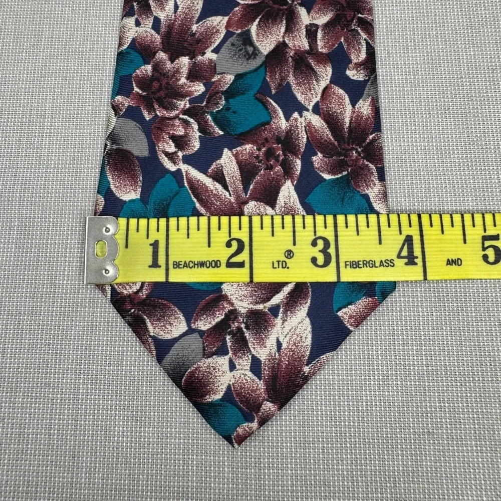 Christian Dior teal/pink floral silk tie‎